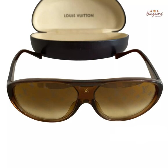 Authentic LOUIS VUITTON Brown Glitter Acetate Illusion Monogram Sunglasses - Picture 1 of 12
